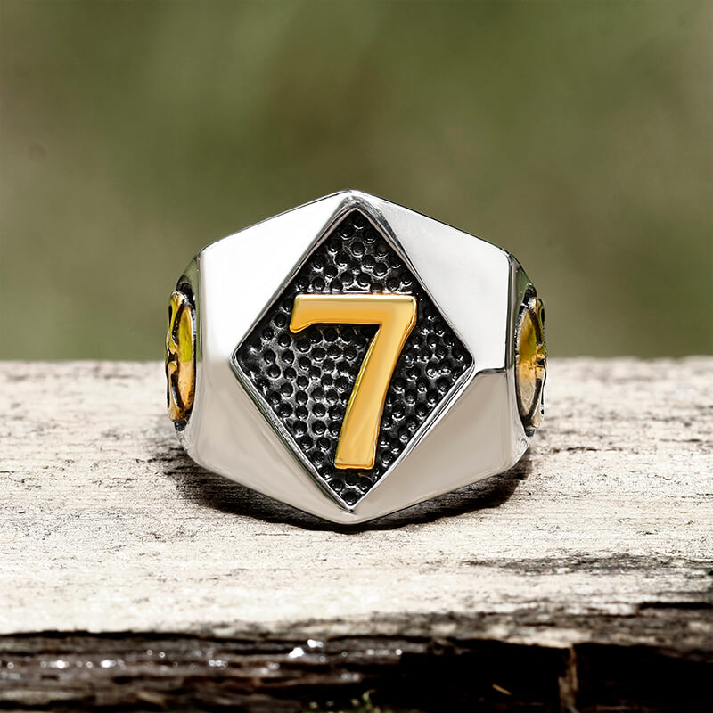 Lucky Number 7 Skull Stainless Steel Ring