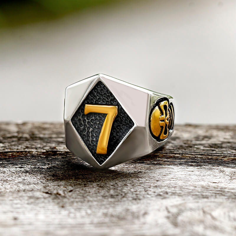 Lucky Number 7 Skull Stainless Steel Ring