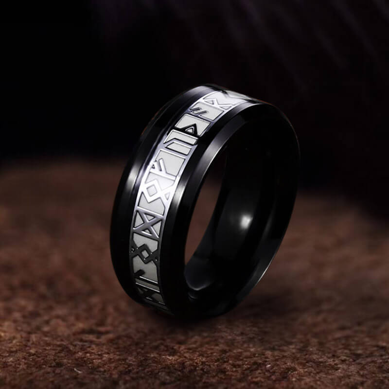 Luminous Runes Ring in Stainless Steel