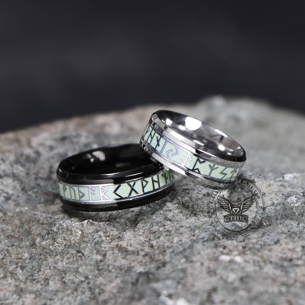 Luminous Runes Ring in Stainless Steel