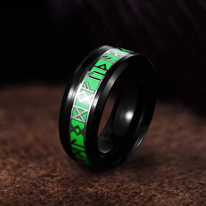 Luminous Runes Ring in Stainless Steel
