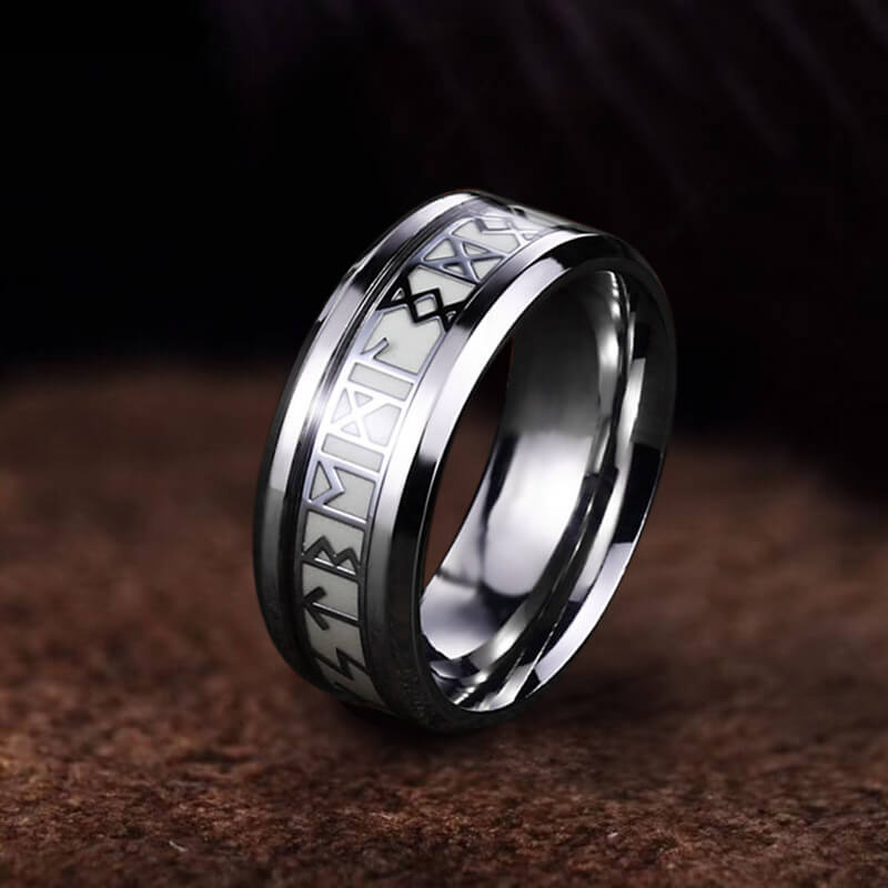 Luminous Runes Ring in Stainless Steel