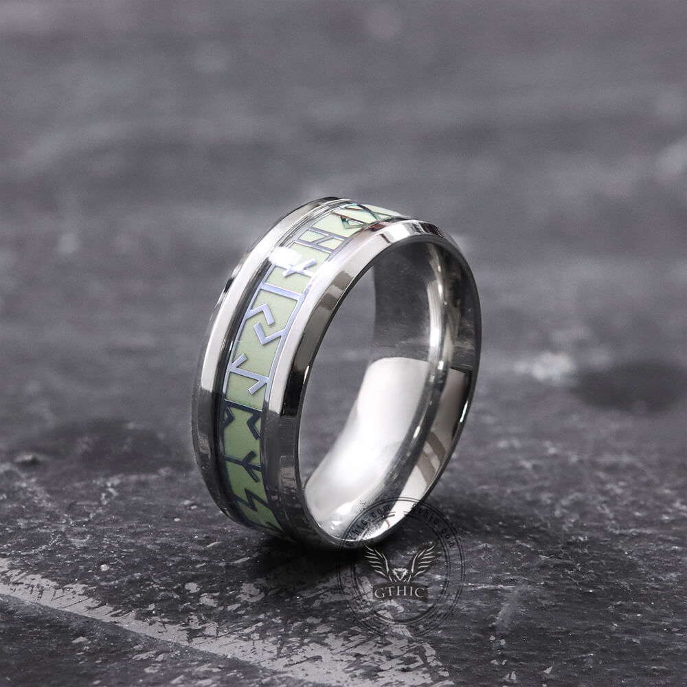 Luminous Runes Ring in Stainless Steel
