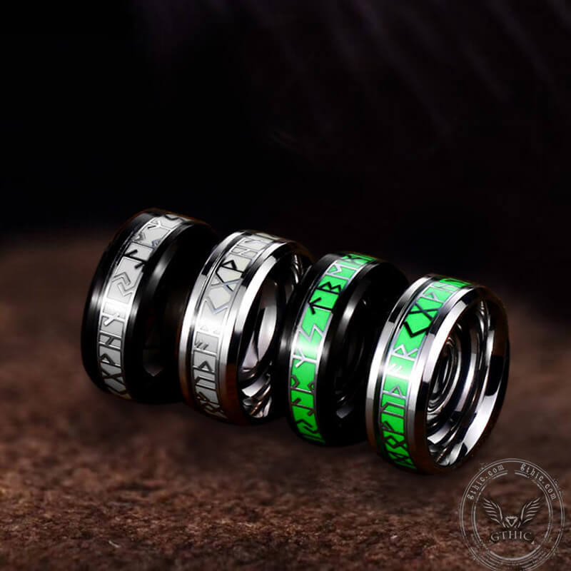 Luminous Runes Ring in Stainless Steel
