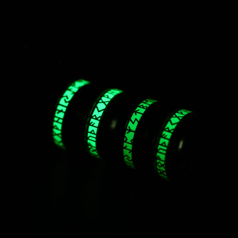 Luminous Runes Ring in Stainless Steel