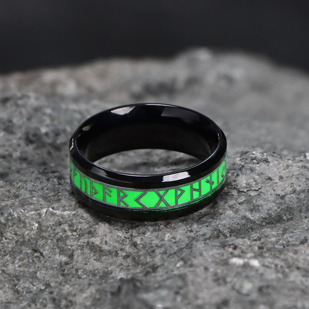 Luminous Runes Ring in Stainless Steel