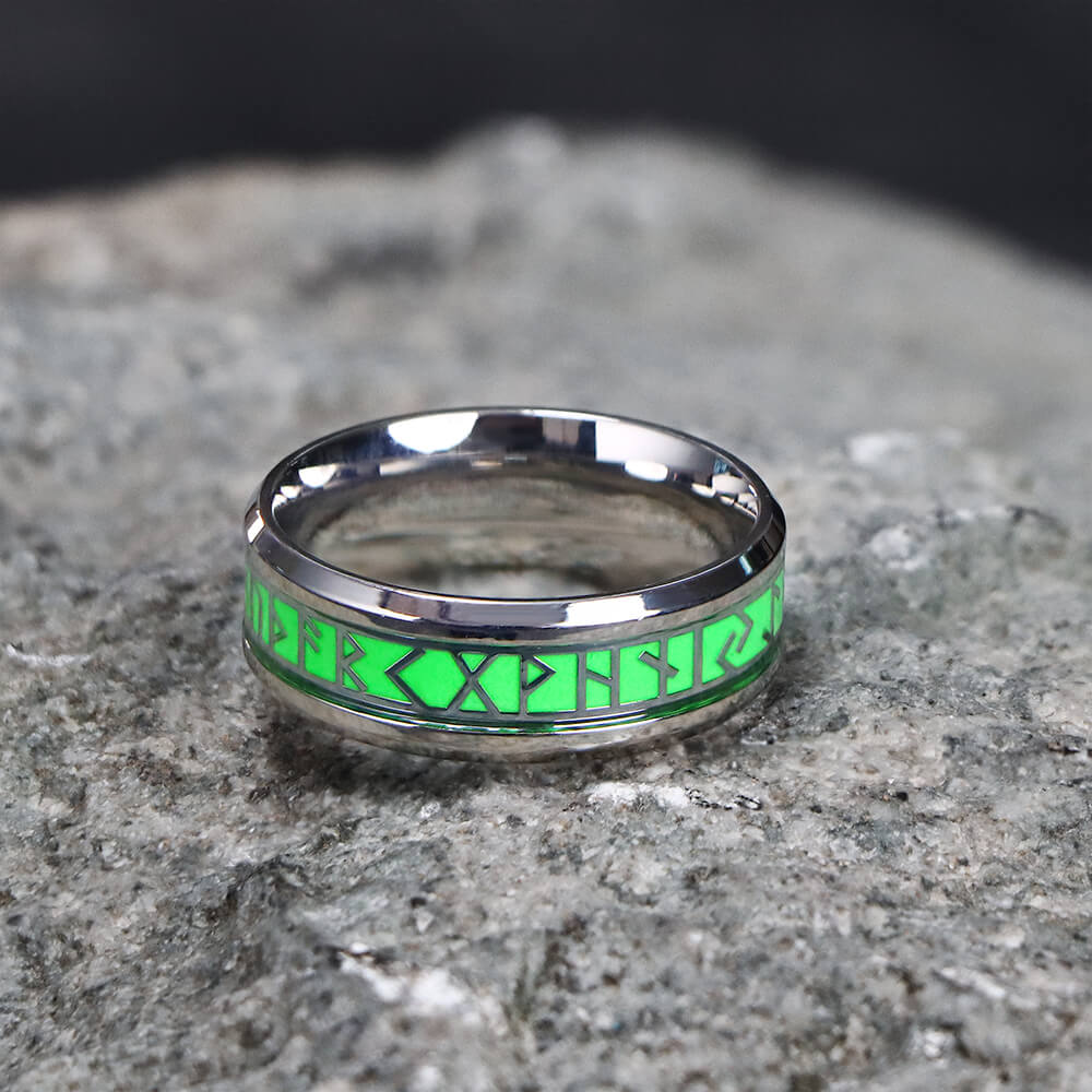 Luminous Runes Ring in Stainless Steel