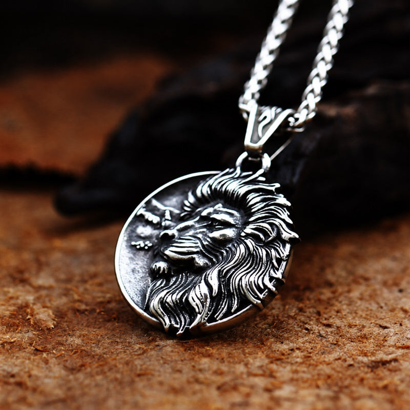 Majestic Lion Head Pendant in Stainless Steel