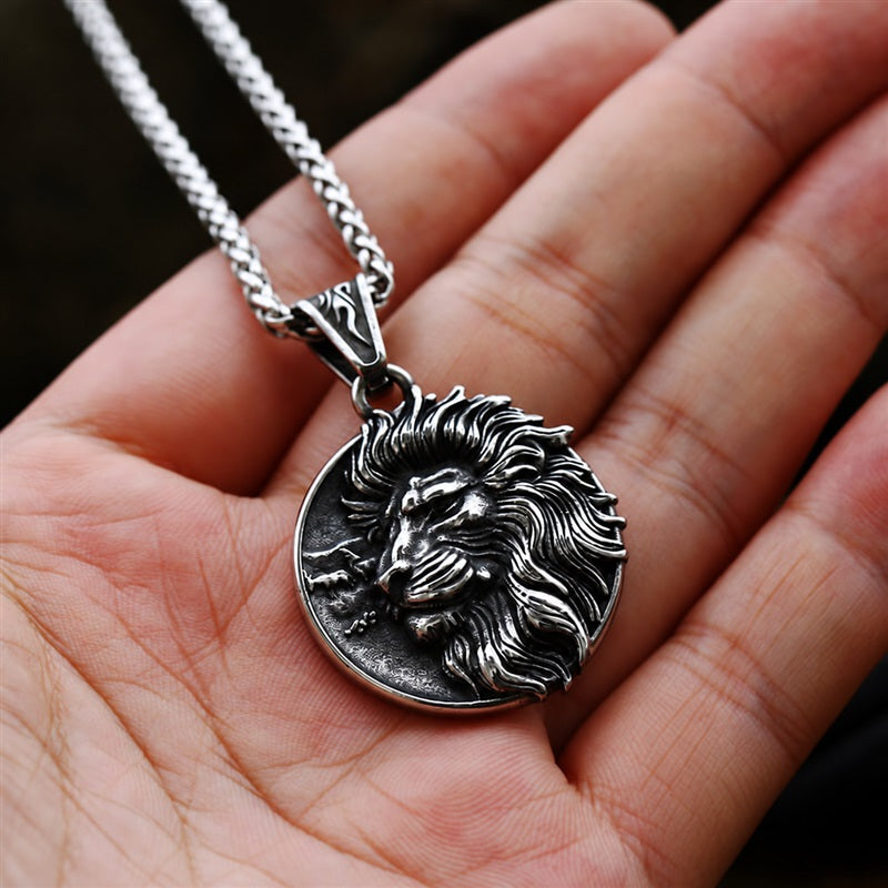 Majestic Lion Head Pendant in Stainless Steel