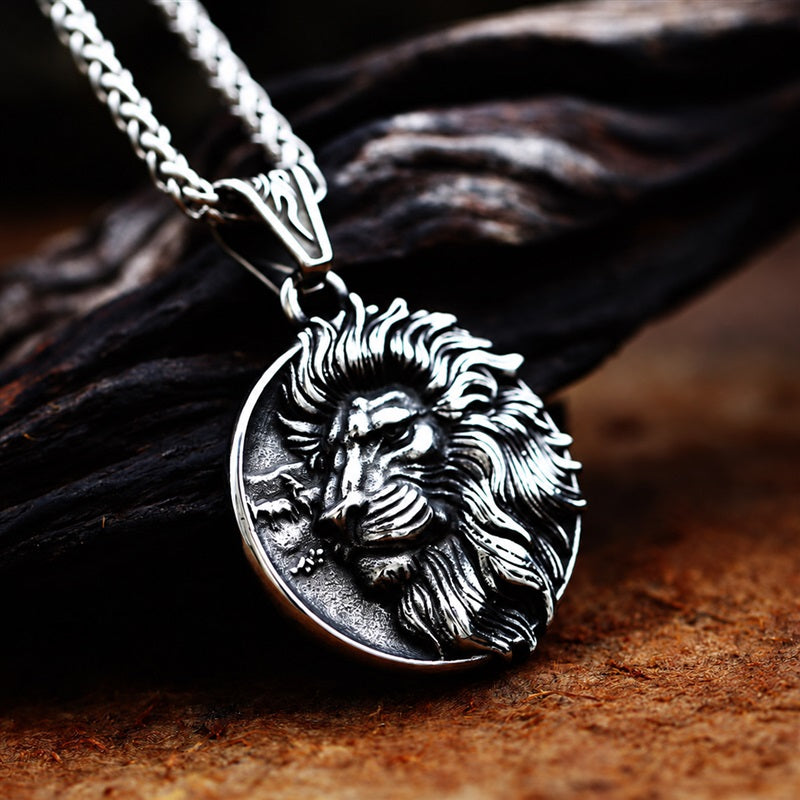 Majestic Lion Head Pendant in Stainless Steel