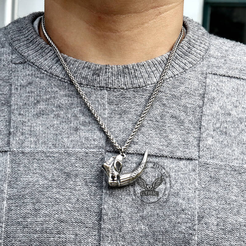 Mandalorian Mudhorn Skull Pendant in Stainless Steel