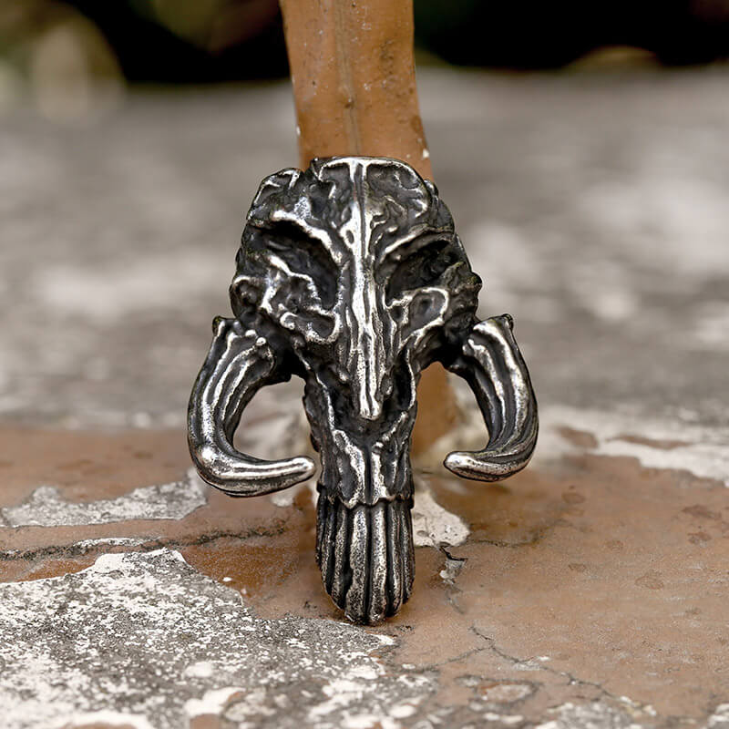 Mandalorian Symbol Skull Pendant in Stainless Steel