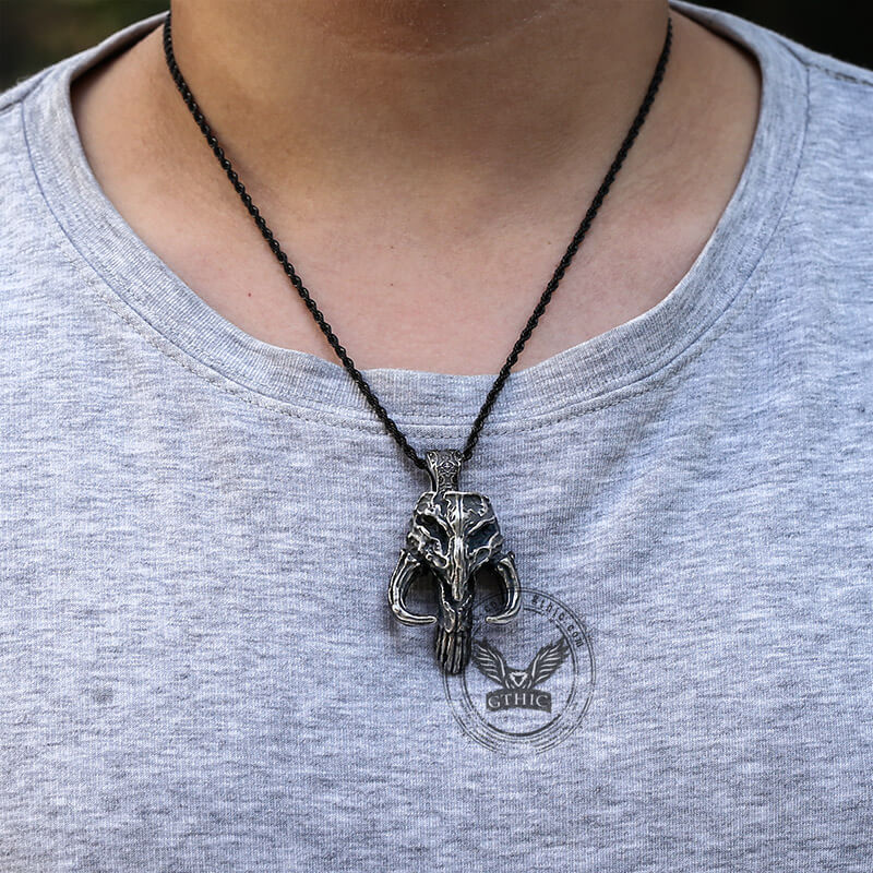 Mandalorian Symbol Skull Pendant in Stainless Steel