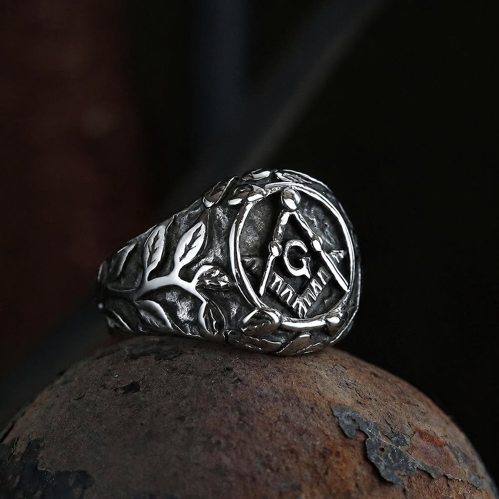 Masonic Symbol Ring in Stainless Steel