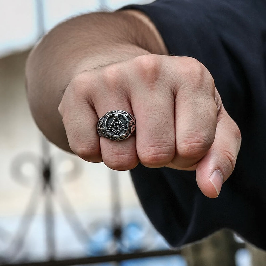 Masonic Symbol Ring in Stainless Steel