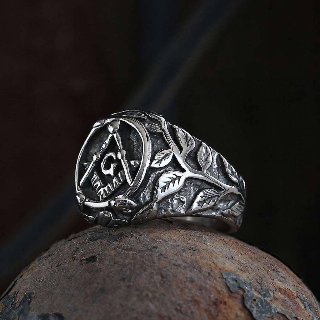 Masonic Symbol Ring in Stainless Steel