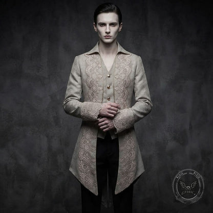 Medieval Gothic Lapel Jacquard Long Tailcoat