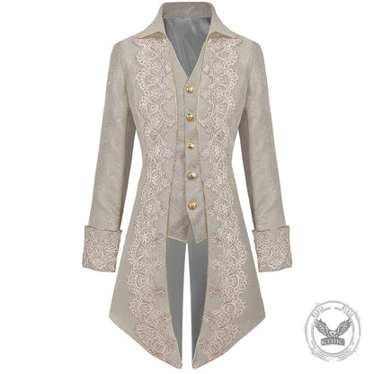 Medieval Gothic Lapel Jacquard Long Tailcoat