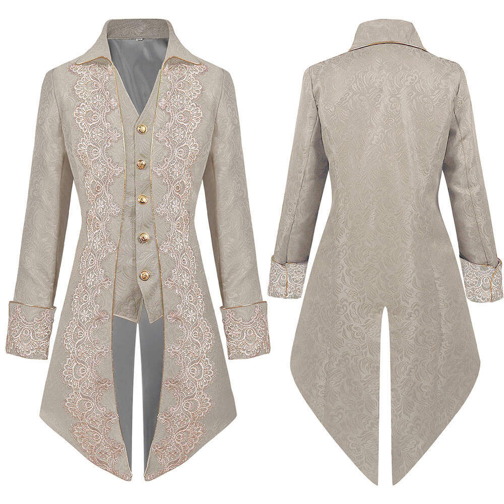 Medieval Gothic Lapel Jacquard Long Tailcoat