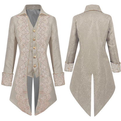 Medieval Gothic Lapel Jacquard Long Tailcoat