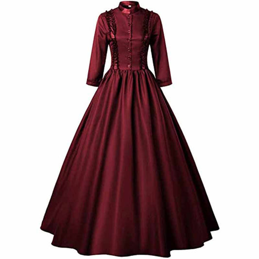 Medieval Gothic Solid Color Victorian Ball Dress