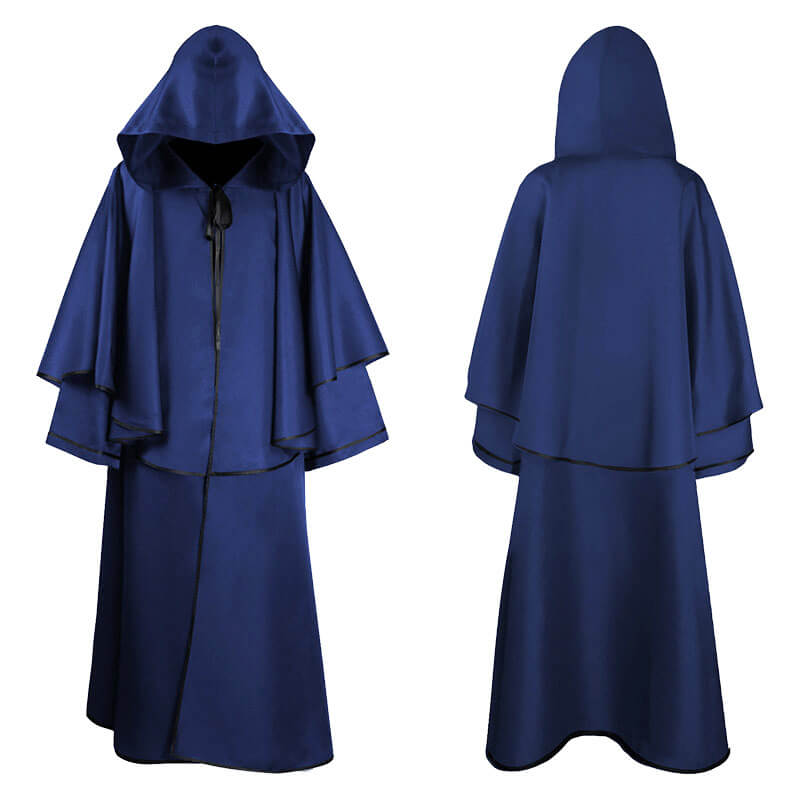 Medieval Halloween Wizard Hooded Cloak Robe