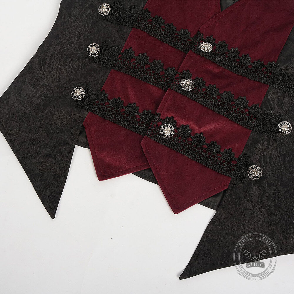 Medieval Retro Red And Black Waistcoat Costume