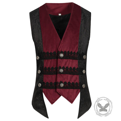 Medieval Retro Red And Black Waistcoat Costume