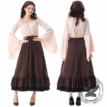 Medieval Ruffled Maxi Skirt Set Halloween Costume