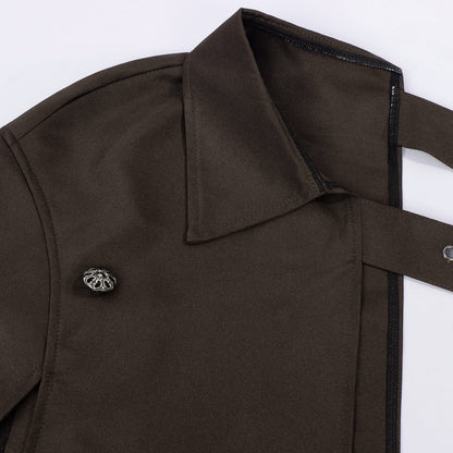 Medieval Steampunk Long One-Shoulder Cloak