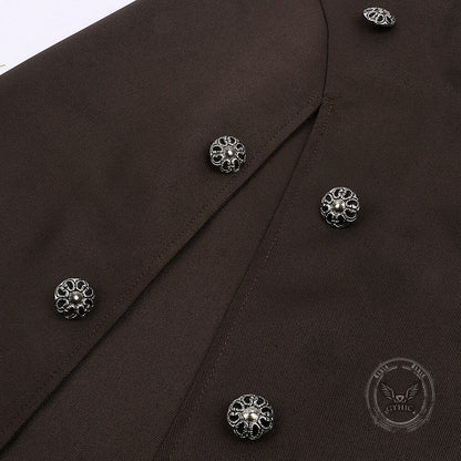Medieval Steampunk Long One-Shoulder Cloak