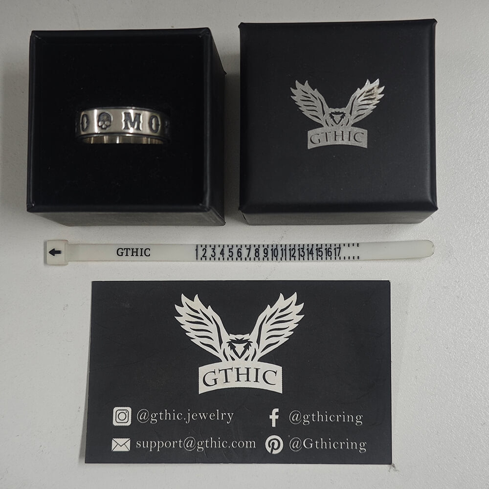 Memento Mori Letters Skull Sterling Silver Ring