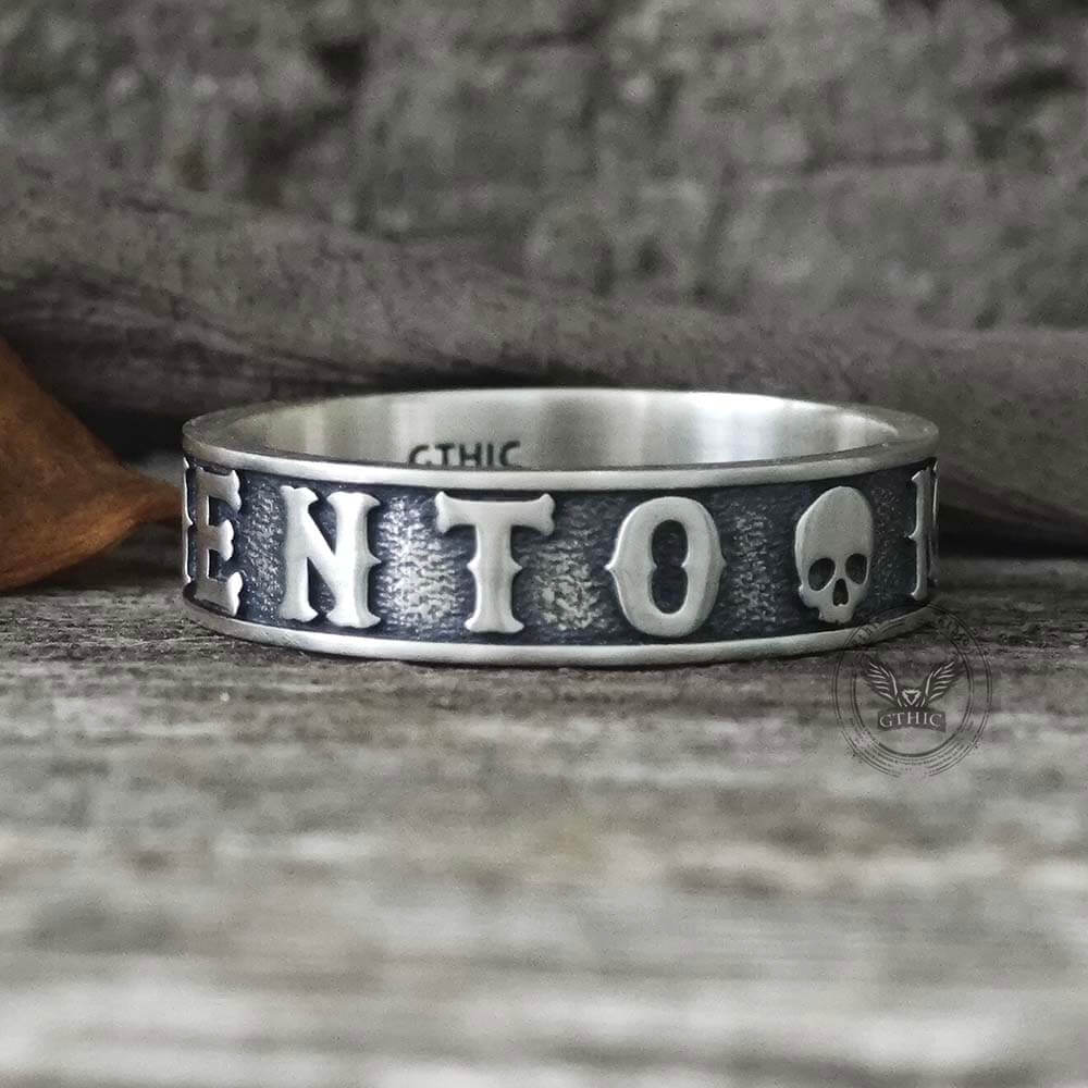 Memento Mori Letters Skull Sterling Silver Ring