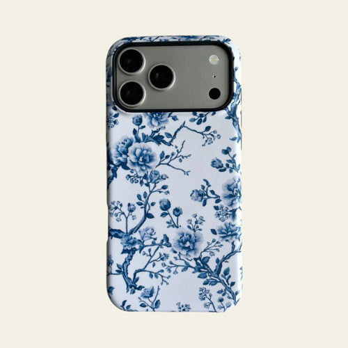 Blue Chinoiserie Floral Matte Case - MagSafe Compatible