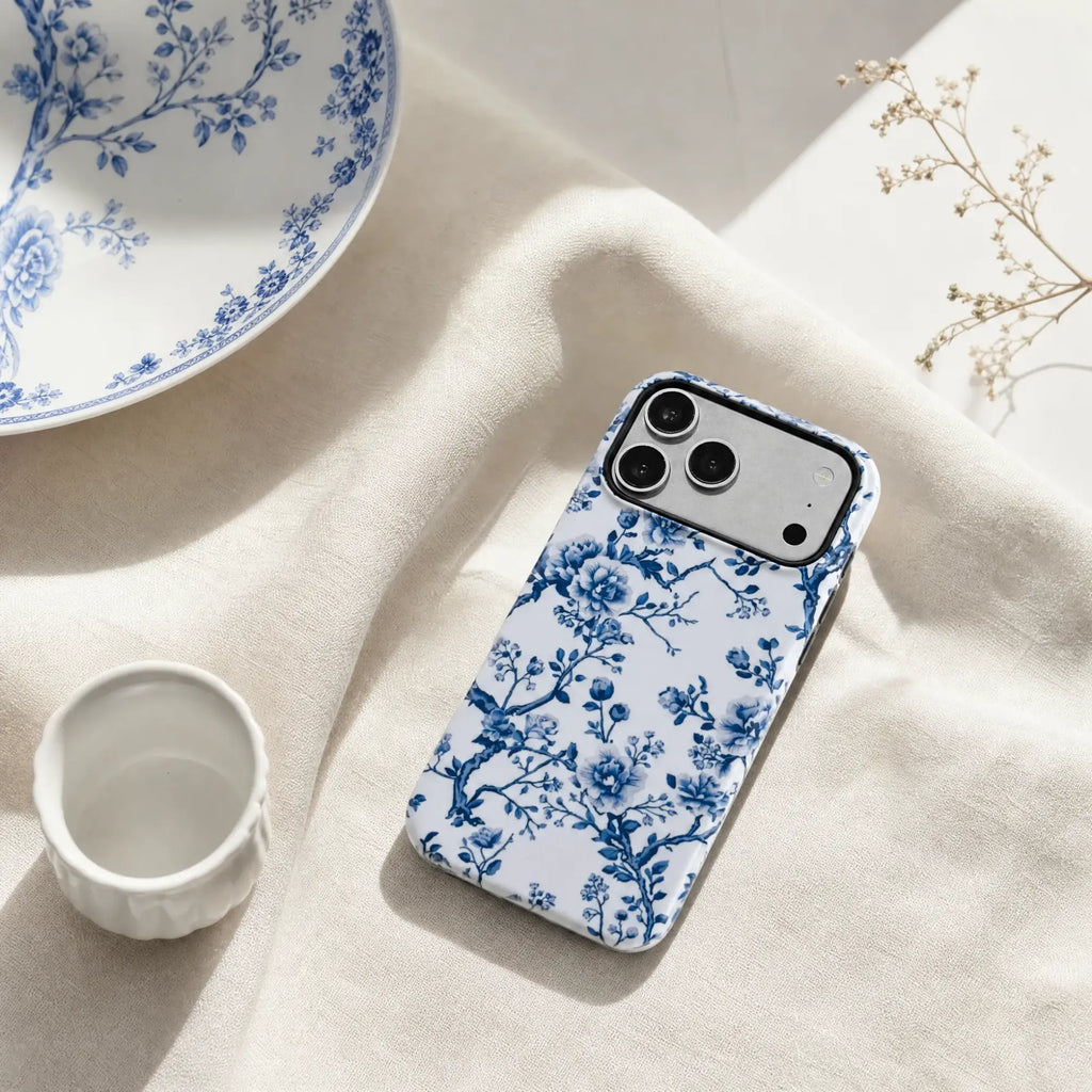Blue Chinoiserie Floral Matte Case - MagSafe Compatible