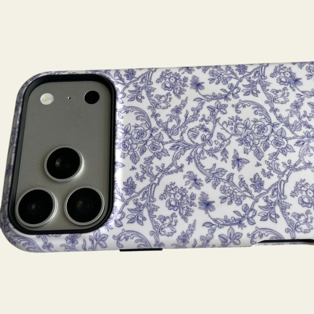 Blue Toile Floral Matte Case - MagSafe Compatible