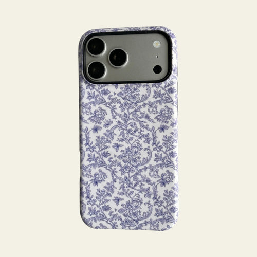 Blue Toile Floral Matte Case - MagSafe Compatible