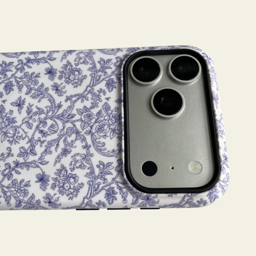 Blue Toile Floral Matte Case - MagSafe Compatible