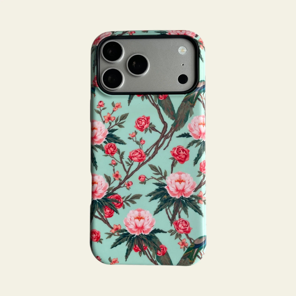 Chinoiserie Peacock & Peony Matte Case for iPhone 15-17 Series - MagSafe | Narovik