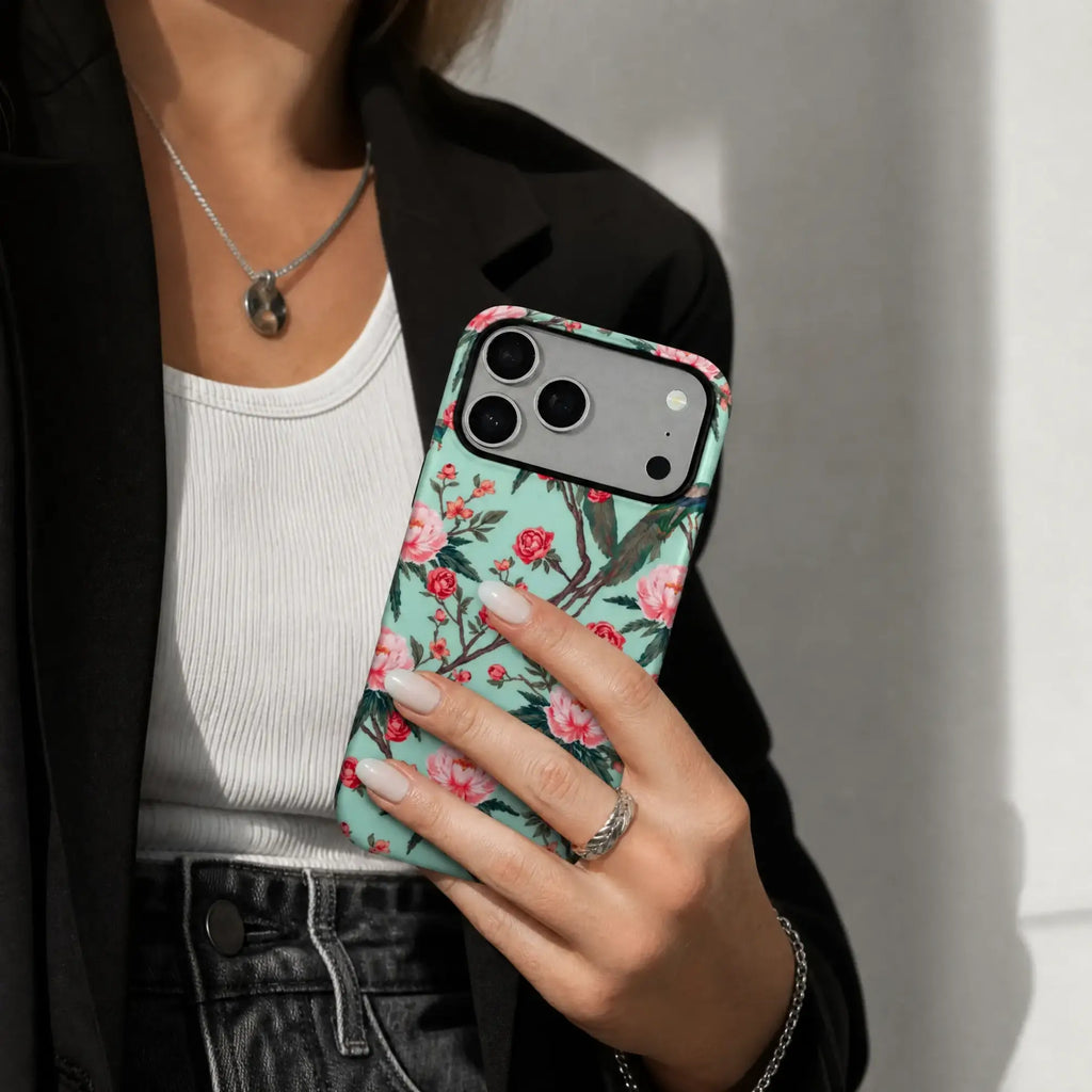 Chinoiserie Peacock & Peony Matte Case for iPhone 15-17 Series - MagSafe | Narovik