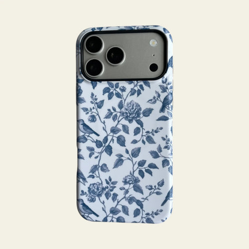 Classic Blue Toile Matte Case for iPhone 15-17 Series - MagSafe | Narovik