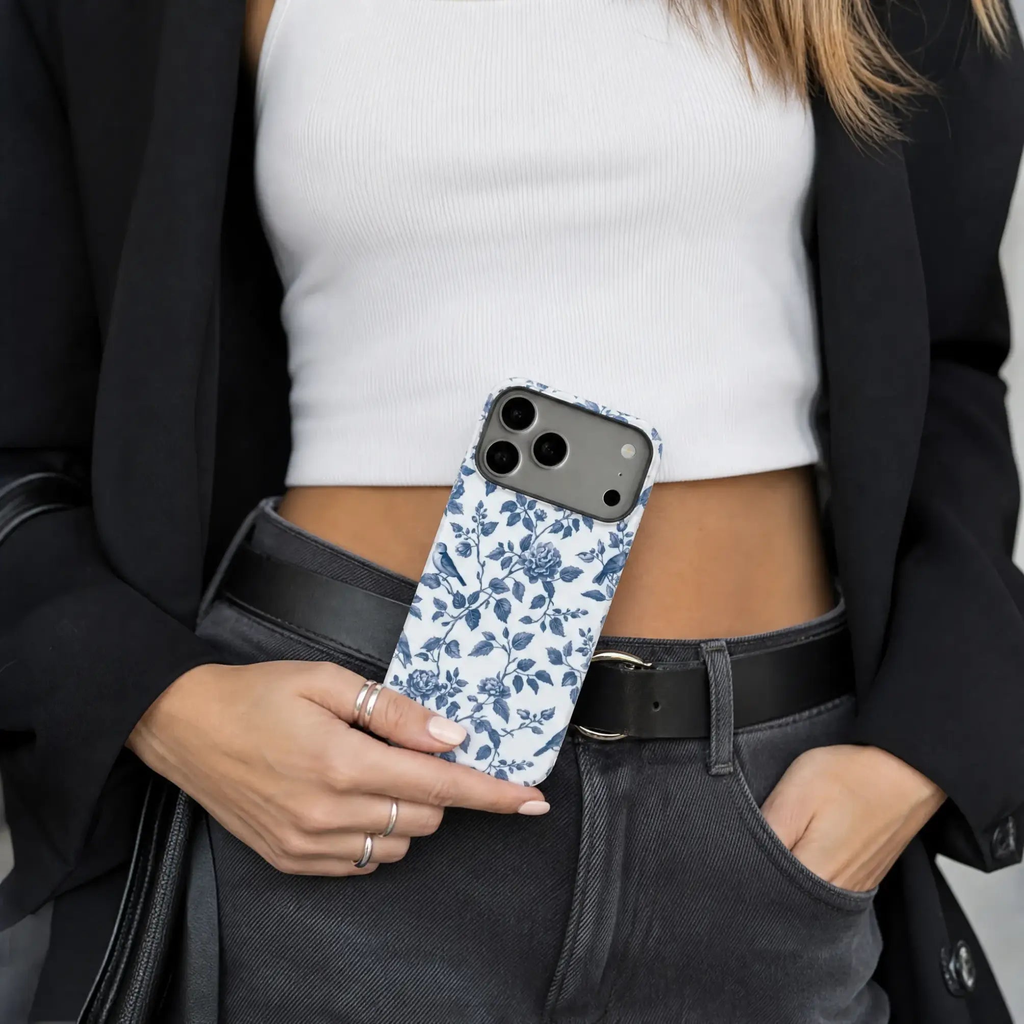 Classic Blue Toile Matte Case for iPhone 15-17 Series - MagSafe | Narovik