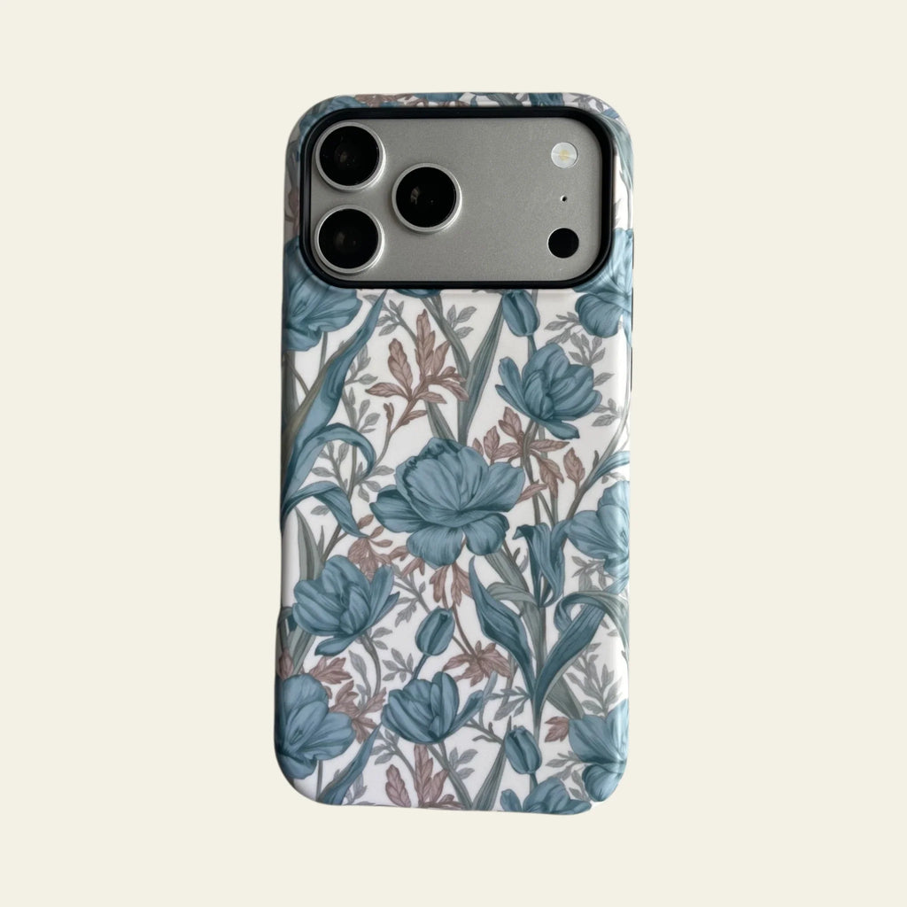 Vintage Blue Tulip Floral Matte Case - MagSafe Compatible