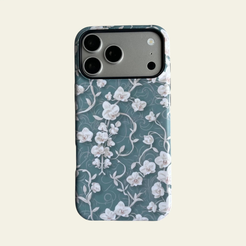 Vintage Chinoiserie Orchid Matte Case for iPhone 15-17 Series - MagSafe | Narovik