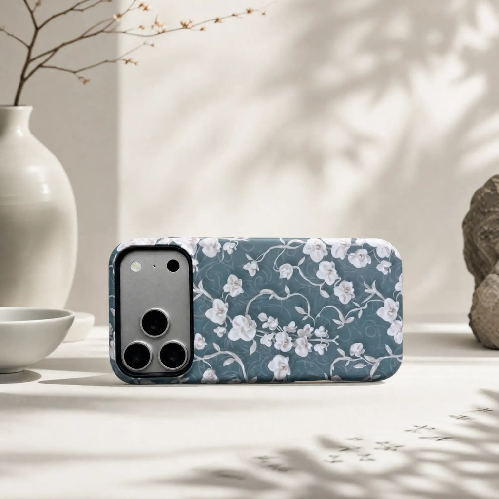Vintage Chinoiserie Orchid Matte Case for iPhone 15-17 Series - MagSafe | Narovik