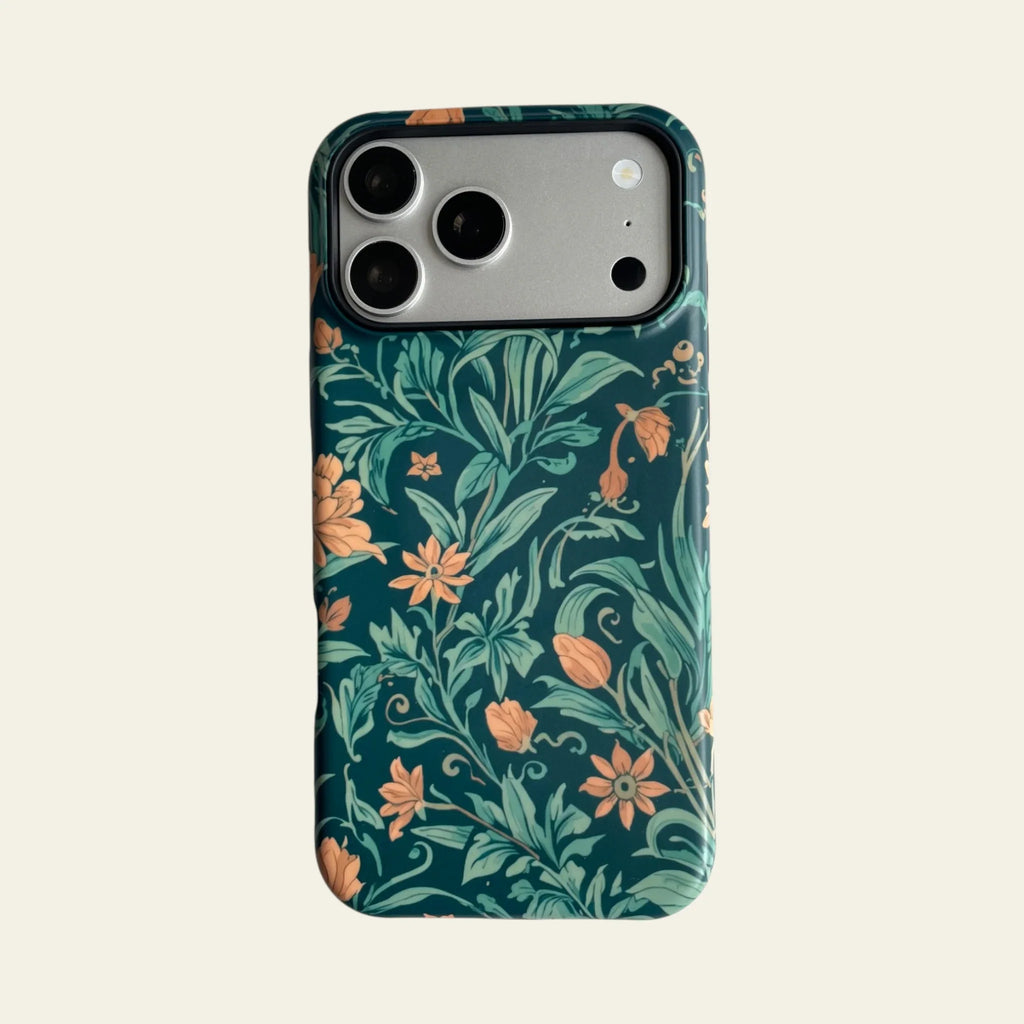 William Morris Inspired Floral Matte Case for iPhone 15-17 Series - MagSafe | Narovik