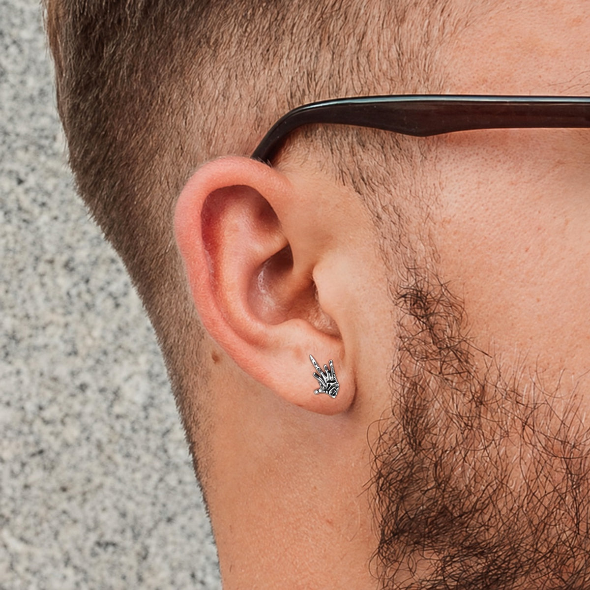 Middle Finger Ghost Hand Stainless Steel Ear Stud