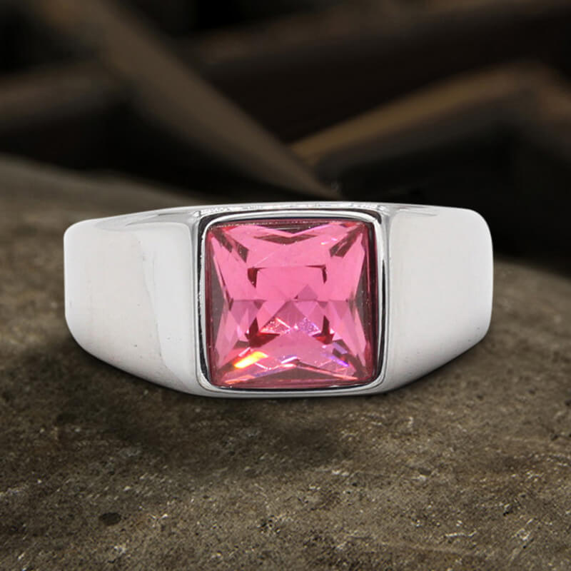 Minimalist Birthstone Ring in Stainless Steel