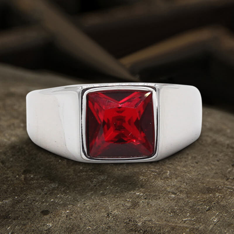 Minimalist Birthstone Ring in Stainless Steel
