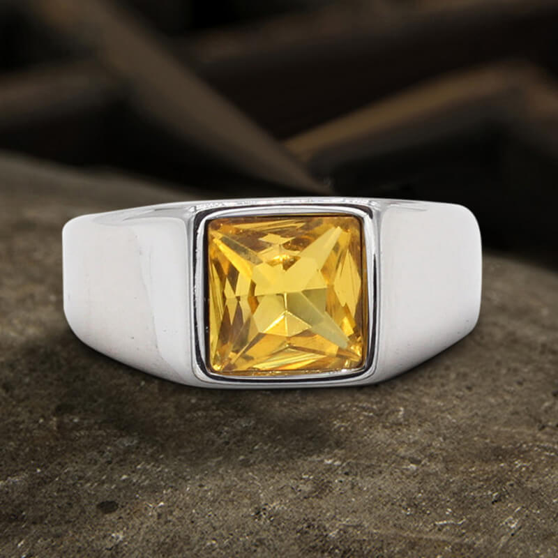 Minimalist Birthstone Ring in Stainless Steel